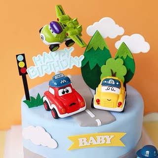 <烘焙小舖舖> 現貨 烘焙蛋糕装飾卡通回力飛机汽车玩具擺件兒童主题生日派对蛋糕装扮