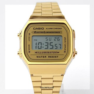 柒彩年代 CASIO卡西歐復古金色電子手錶【NEC16】