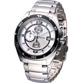 CITIZEN WATCH 星辰性格豪邁 3眼計時運動休閒銀腕錶 AN3440-53A