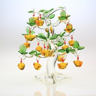 【菲麗雅精品屋】開運元寶招財樹 水晶元寶樹 琉璃水晶玻璃工藝品 風水擺設 店面裝飾 18個