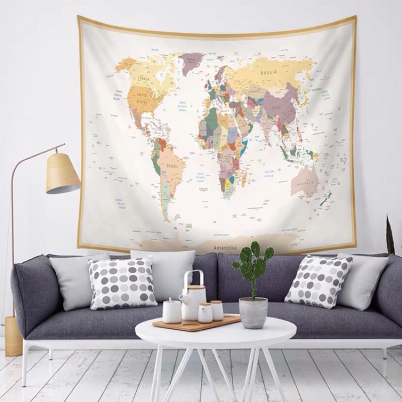 新款世界地圖掛布 背景布 掛毯 家居 裝飾 桌布