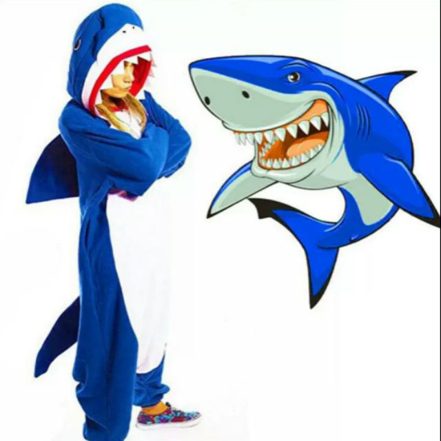 兒童/大人-鯊魚裝 鯊魚連身睡衣 鯊魚派對角色扮演遊戲服裝 鯊魚萬聖節服裝