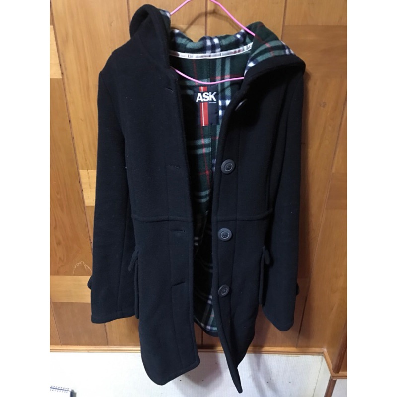 ↙53折出售↙韓國 正品 ASK 英倫風 蘇格蘭風 西裝 外套 大衣 修身 顯瘦 長版 加厚 黑色