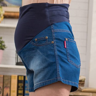 歐歐咪妮 ohoh-mini 丹寧 彈力 牛仔短褲 (深藍色) 二手孕婦裝 高腰包腹孕婦褲 或全新GENNIE'S寬褲