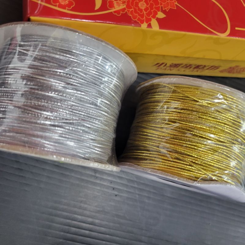 1mm金色彈力繩 銀色彈力繩 大捲 100碼 禮品包裝 禮盒包裝 包裝繩 包裝線 金蔥 銀蔥 DIY