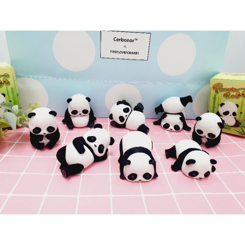 港版（一套8款不重複） Panda Roll 植絨熊貓公仔 蛋糕裝飾 跟lulu豬一樣有毛 盒玩 盲盒 娃娃機 批發零售