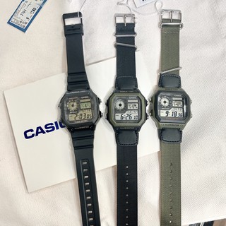 ✨CASIO 公司貨✨現貨全新✨叢林野戰休閒數位帆布男錶-卡其綠 保固一年 防水 當兵 學生 禮物AE-1200WHB