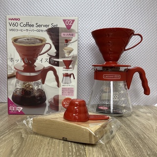 花媽 日本製 Hario V60 紅色 濾泡式咖啡壺組 700ml VCSD-02R 手沖咖啡組