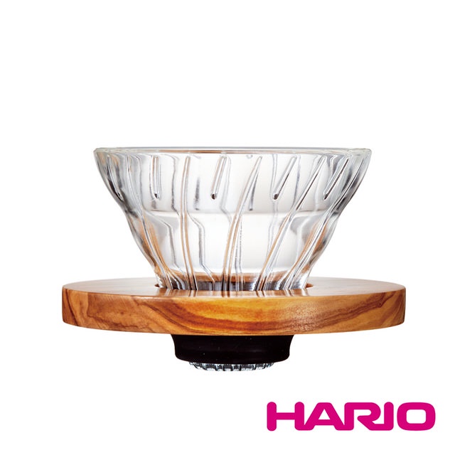 南美龐老爹咖啡 HARIO玻璃王 V60 橄欖木系列 VDG OV 咖啡錐型玻璃濾杯 日本製 橄欖木底座高質感