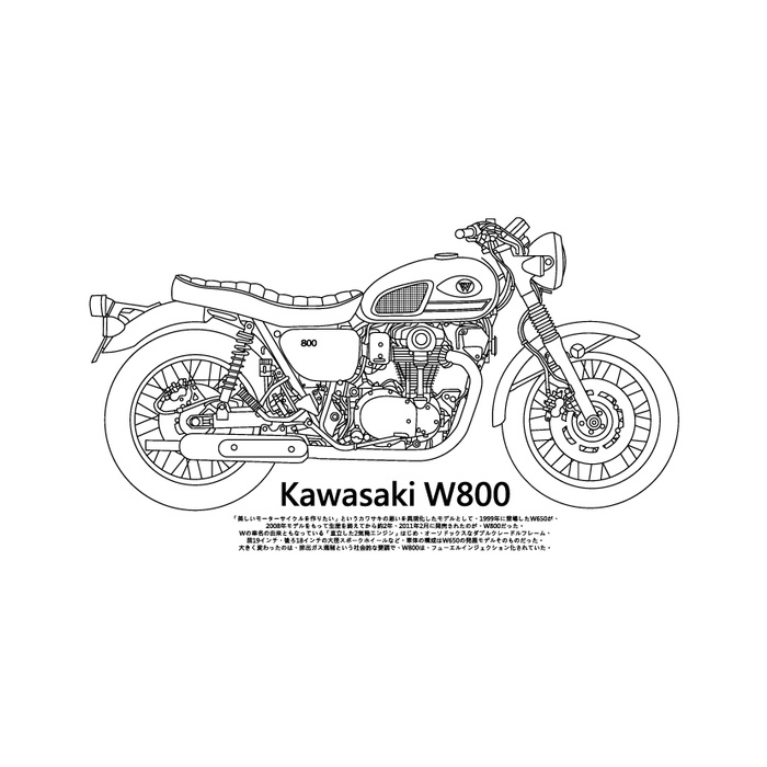 【Nika 設計師T恤】i-115-Kawasaki W800摩托車T恤-短袖