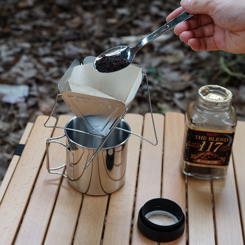（現貨 秒發）咖啡滴漏架戶外野營便攜不銹鋼折疊漏斗過濾杯咖啡爐咖啡渣篩檢程式