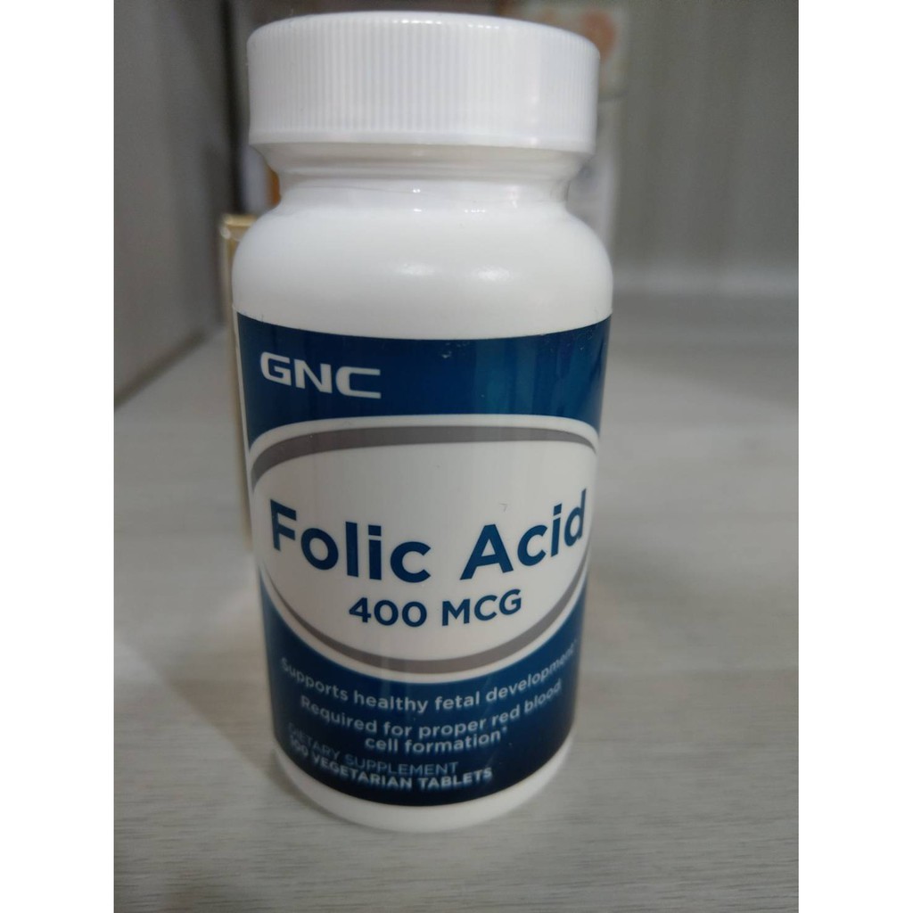 &lt;現貨，全新未拆封&gt; GNC 葉酸 folic acid 400 mcg100顆 (孕前孕期必備補品）