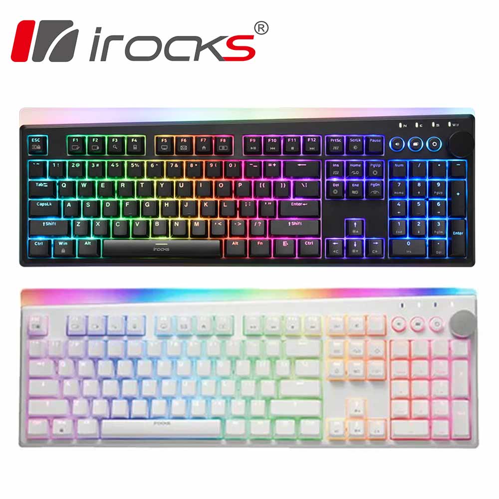 irocks 艾瑞克 K71R RGB背光 無線機械式鍵盤-Gateron-富廉網