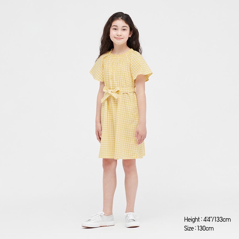 二手 Uniqlo 女童格紋洋裝 黃格120cm 、藍格100cm