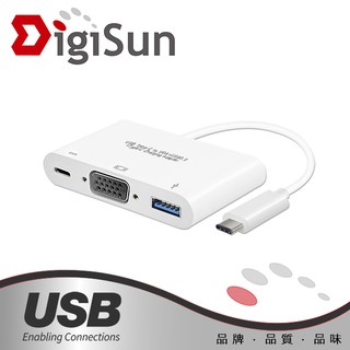 USB Type-C to VGA+USB3.0+Type-C 轉接線 轉接頭 DigiSun UB325