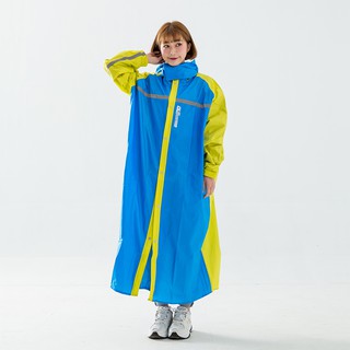 BrightDay 大人背包前開連身式風雨衣 藏衫罩背背款 藍黃 一件式雨衣 雨衣《淘帽屋》