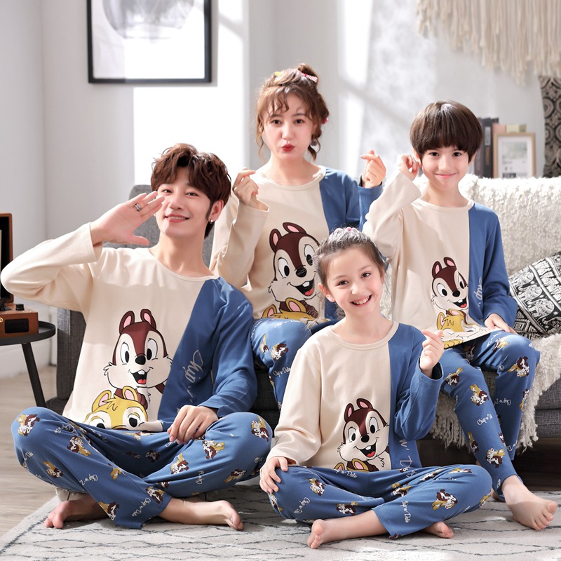 親子睡衣一家三口裝純棉春秋季父一家四口母女家居服母子家庭套裝 蝦皮購物