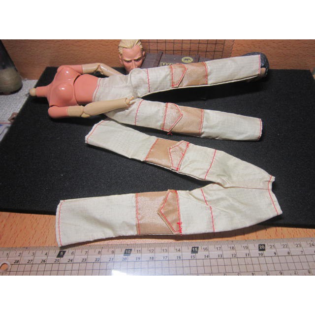 RJ3休閒部門 細腰女偶款1/6沙色格紋工作褲一件(腿袋可置物)