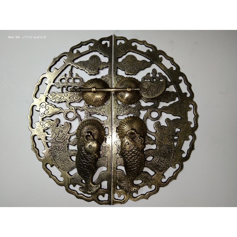 二手商品舊款銅製簍空雕廚櫃門飾板