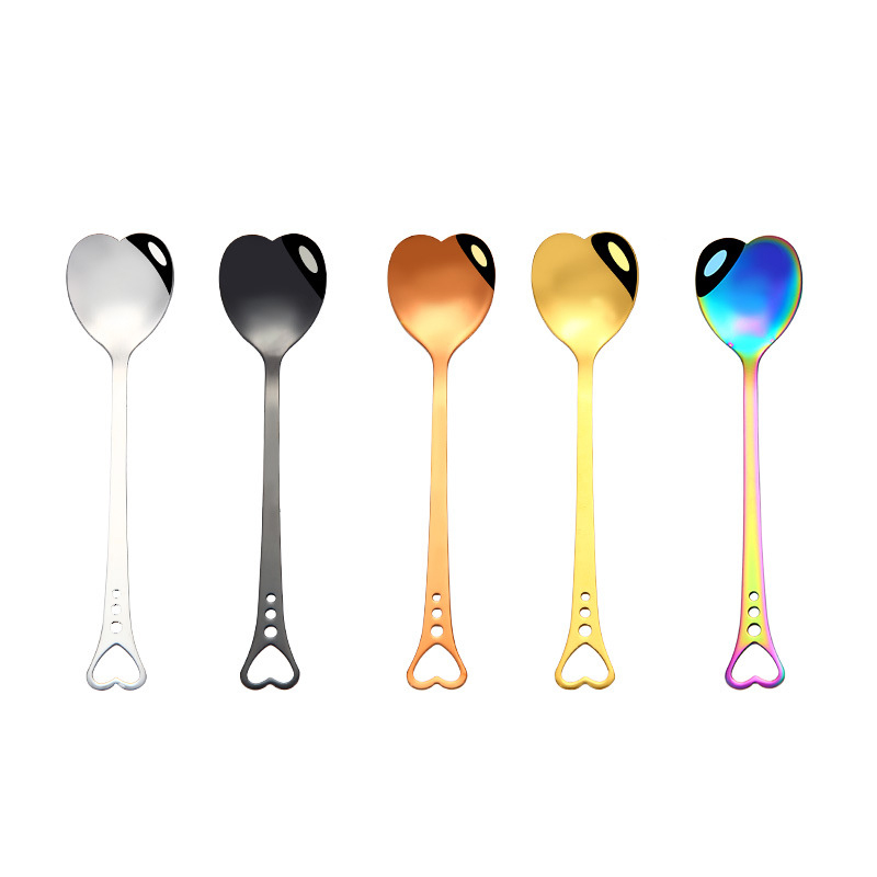 不鏽鋼咖啡勺  創意心形  鍍金色小勺子 韓式勺 不銹鋼湯匙 攪拌勺 甜品勺 雪糕勺 不銹鋼勺子