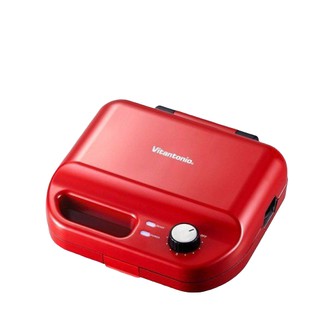 【贈隨機烤盤*1】Vitantonio 鬆餅機VWH-50B 可定時 自動斷電內附帕尼尼+方格烤盤 紅色
