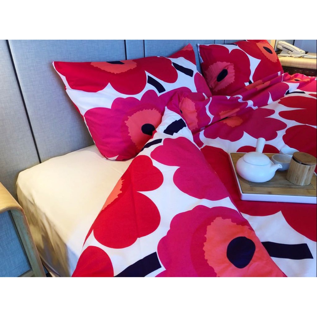 限量現貨 Marimekko 訂製款同花色花朵被套組寢具被套芬蘭北歐全棉床組罌粟花印花被套枕套 蝦皮購物