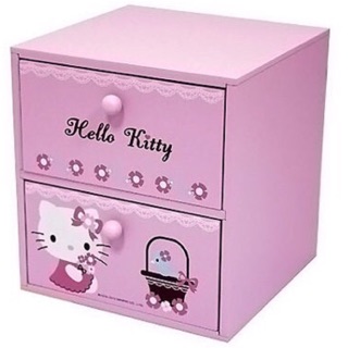 正版授權 KT-0571 木製 Hello Kitty 雙抽屜收納盒 置物盒 桌上收納盒《熊兔的店 》