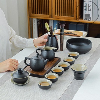 茶具 茶具組 茶器 泡茶組 送禮禮品 家用 戶外 便攜 黑陶茶具套裝 功夫茶具整套 家用 泡茶器 陶瓷簡約小套 茶盤
