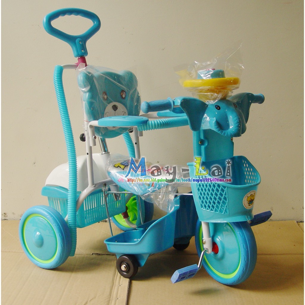 ♡美來♡ 多功能可推式三輪車（可當搖馬-方向盤玩具）三輪車 兒童三輪車 後控三輪車  台灣製造 塑膠發泡胎/跨腳盤