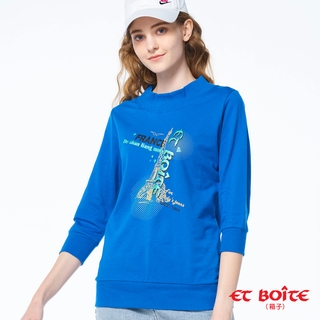 ET BOiTE 箱子 BLUE WAY - 巴黎鐵塔LOGO七分袖TEE(藍)/00917