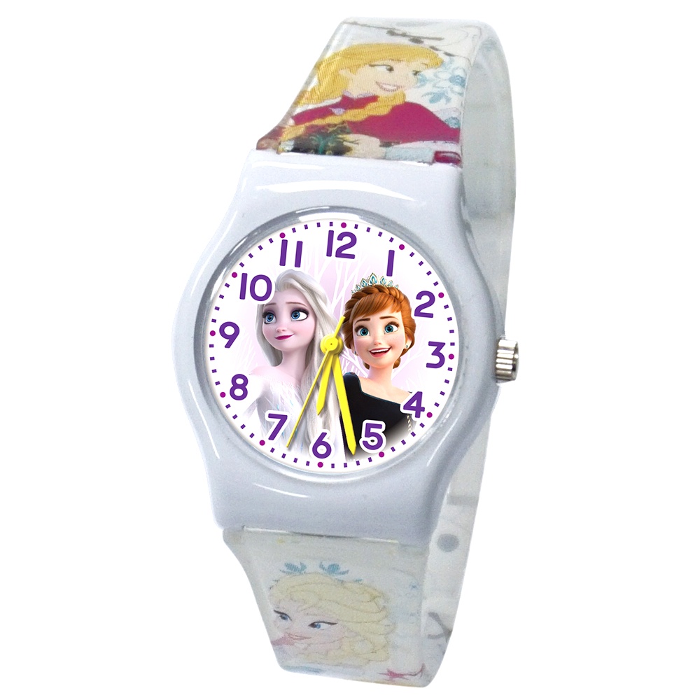 【迪士尼】冰雪奇緣2  艾莎與安娜 兒童手錶_潔淨白