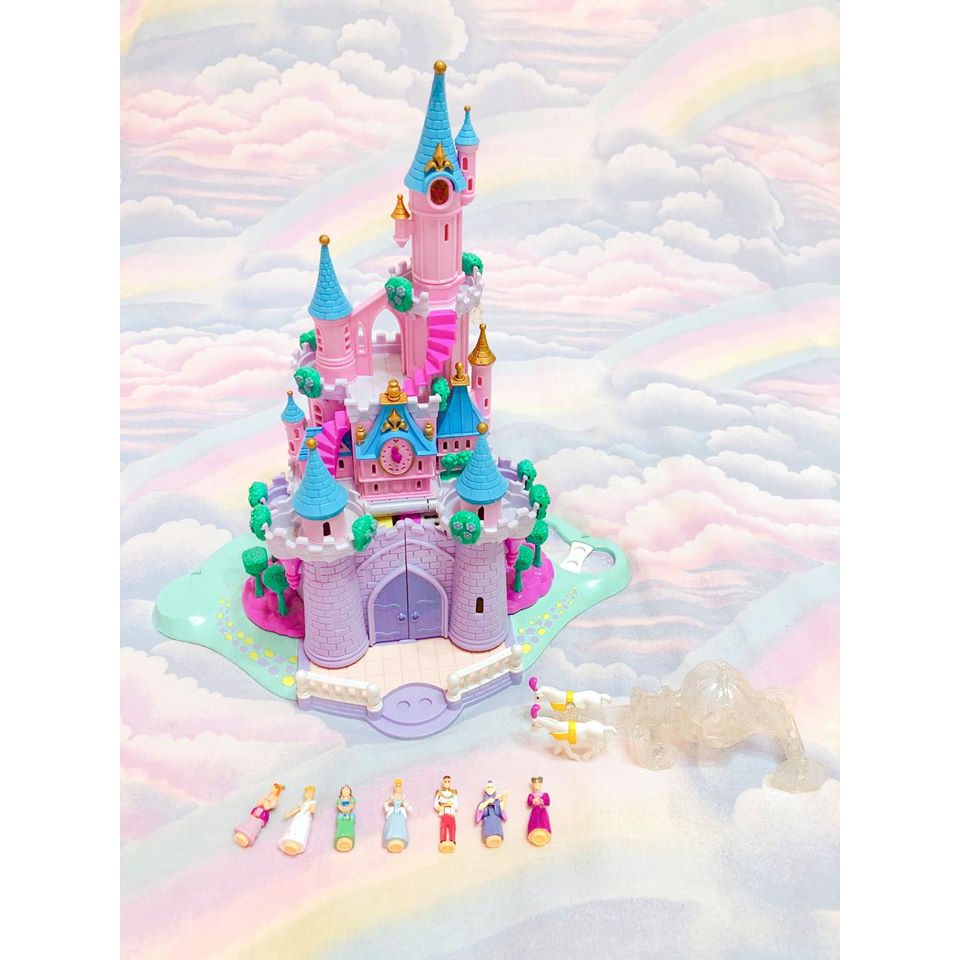 Disney 古董迪士尼仙度瑞拉的粉紅夢幻城堡 polly pocket 灰姑娘