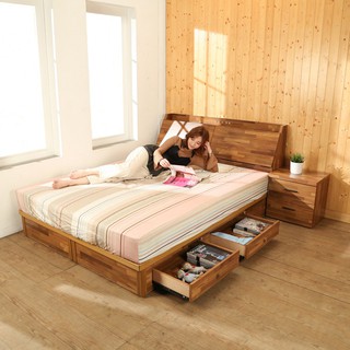 BuyJM拼接木紋系列雙人5.6尺四抽房間組2件組/床頭箱+四抽床底 BE010
