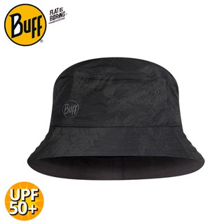 【BUFF 西班牙 可收納漁夫帽《黑色墨花》】122590/遮陽帽/防曬帽/休閒帽/悠遊山水