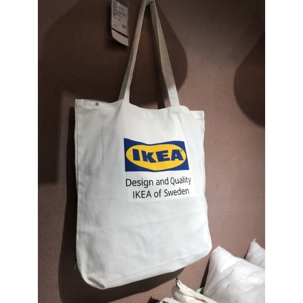 IKEA EFTERTRÄDA 袋子, 純棉 白色 帆布袋 條碼 單肩包 條碼包環保購物袋🛍️ 限量商品