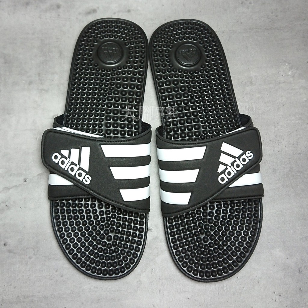 [現貨US14] Adidas Adissage Slides 黑白 魔鬼氈 運動拖鞋 戶外拖鞋 大尺碼拖鞋