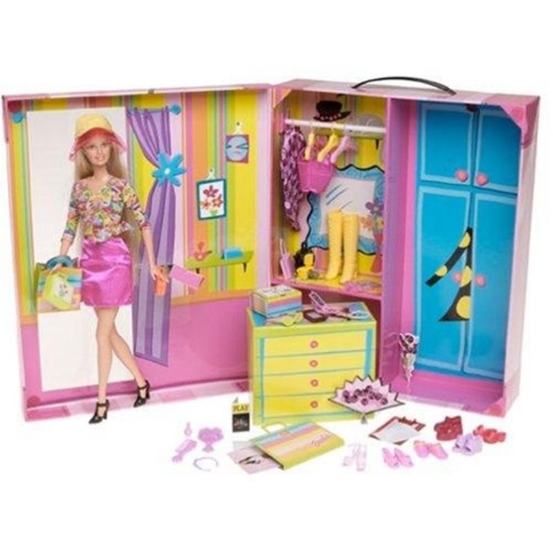 2001 mattel 正版 古董芭比 barbie dress N go 衣櫥 衣櫃