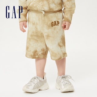 Gap 男幼童裝 Logo紮染抽繩短褲-卡其紮染(845098)