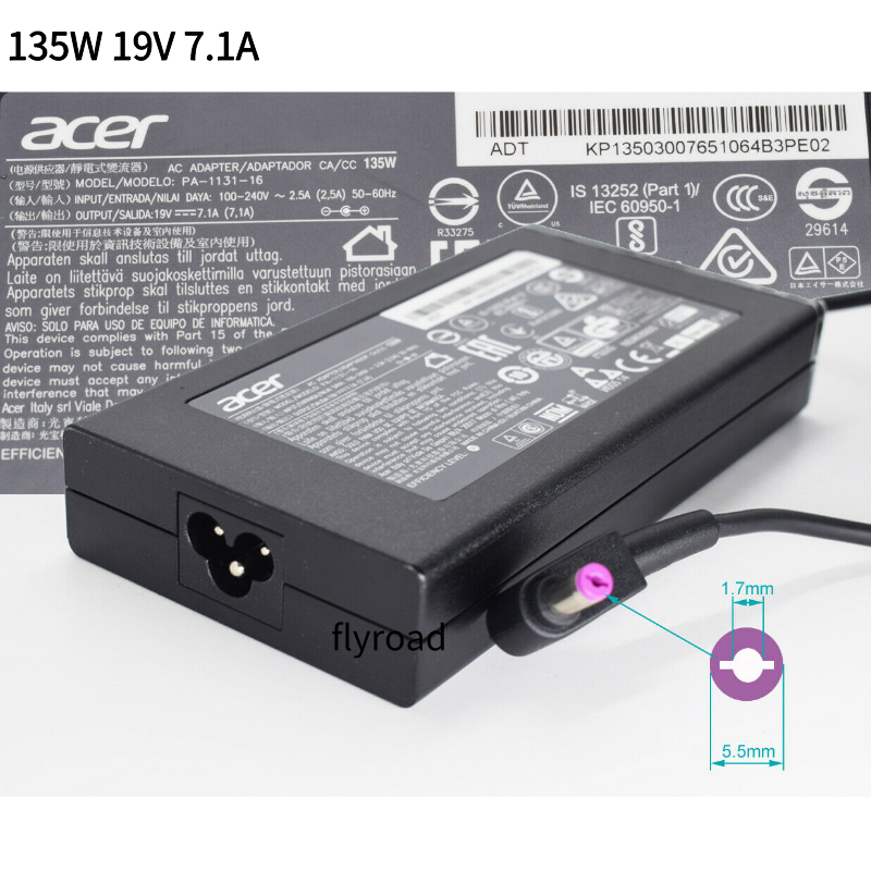 宏碁 19v 7.1A 135W Acer Nitro 5 充電器適配器適用於 AN515-43 AN515-53 AS