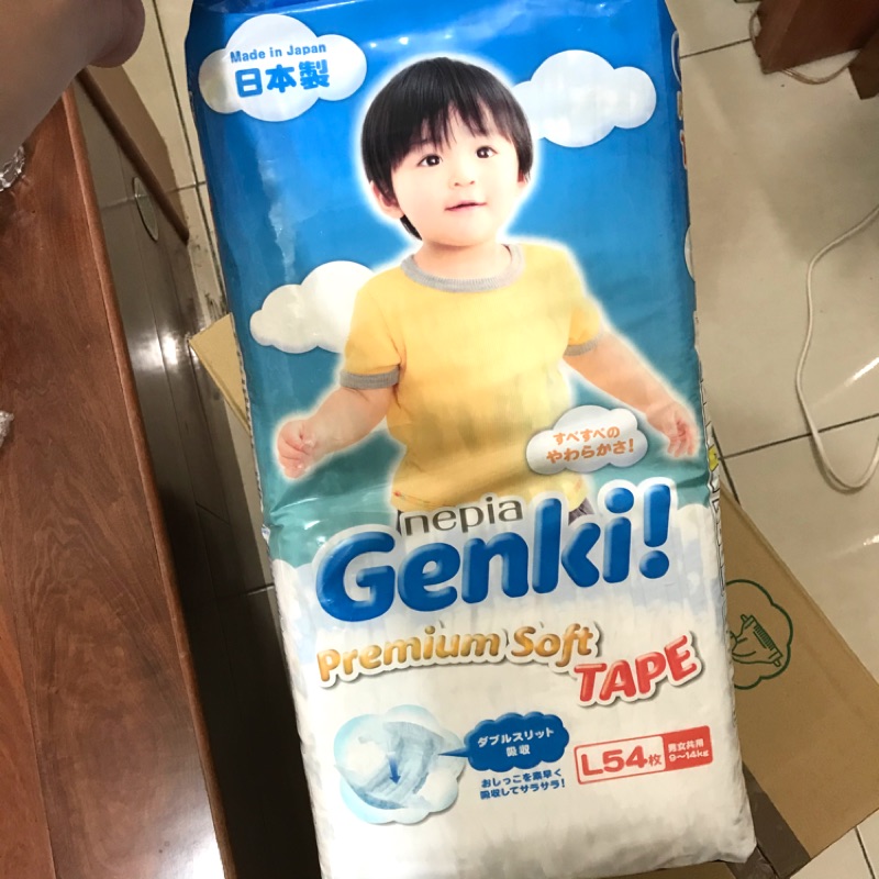 【日本製】製造日期：2019.09 Genki王子尿布 L號尿布 54片 黏貼型尿布 Genki尿布