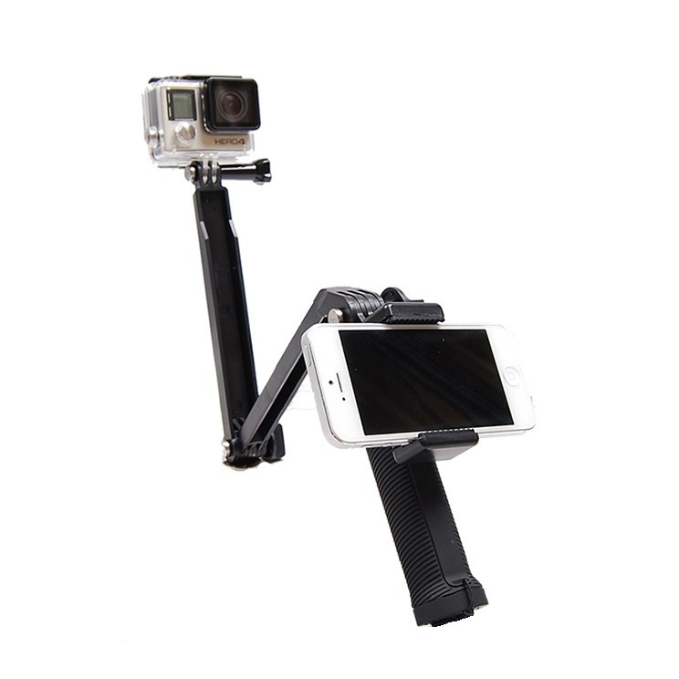 Gopro 6 副廠配件三向三折3way 自拍桿手機鎖扣手機監控座 蝦皮購物