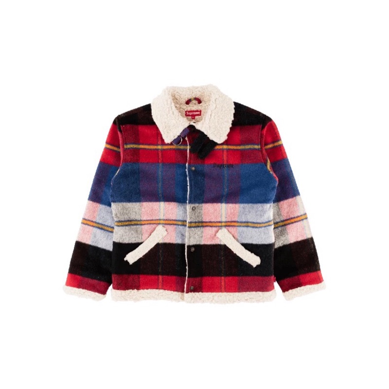 plaid shearling bomber