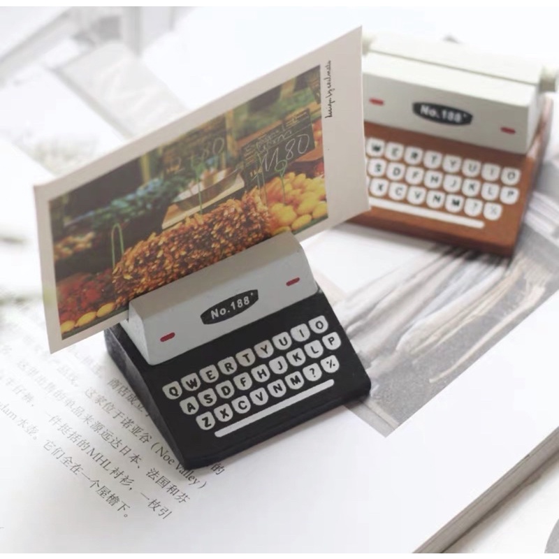 創意家居擺設 復古打字機造型留言夾 木質照片夾 便簽夾