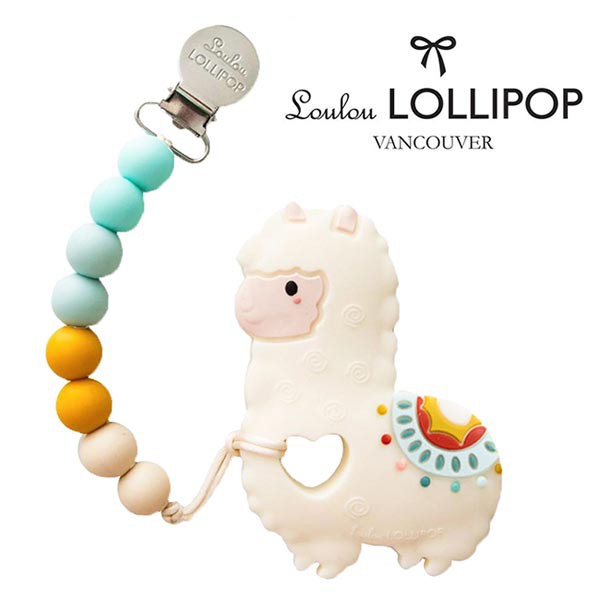 加拿大 Loulou lollipop 草泥馬造型 固齒器組/奶嘴鍊夾-民族風【麗兒采家】