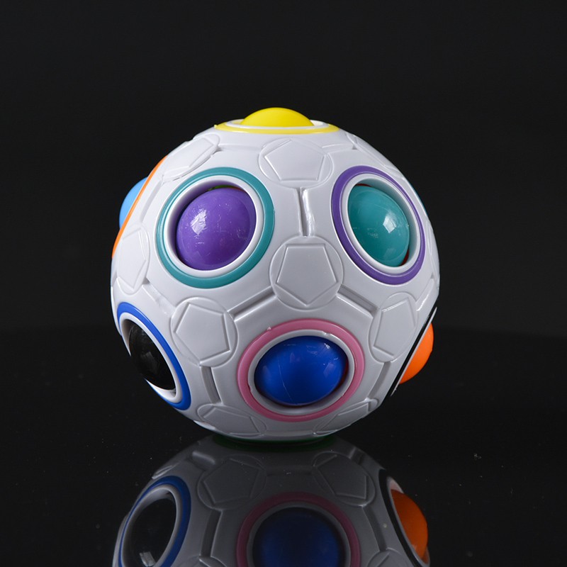 （满299发货）魔方球彩虹球按壓手指足球彈性減壓球玩具兒童智力創意魔力球手掌