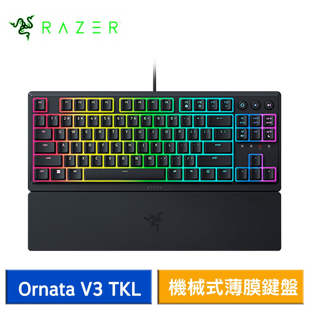 Razer 雷蛇 Ornata V3 TKL 雨林狼蛛 短軸機械式薄膜鍵盤 (中文) 現貨 廠商直送
