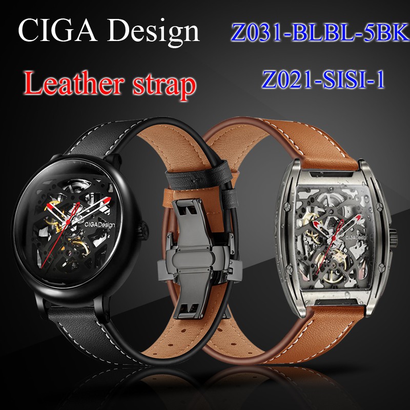 適用於 CIGA Design Z031 BLBL 5BK Frontier strap 皮革錶帶 CIGA Desig