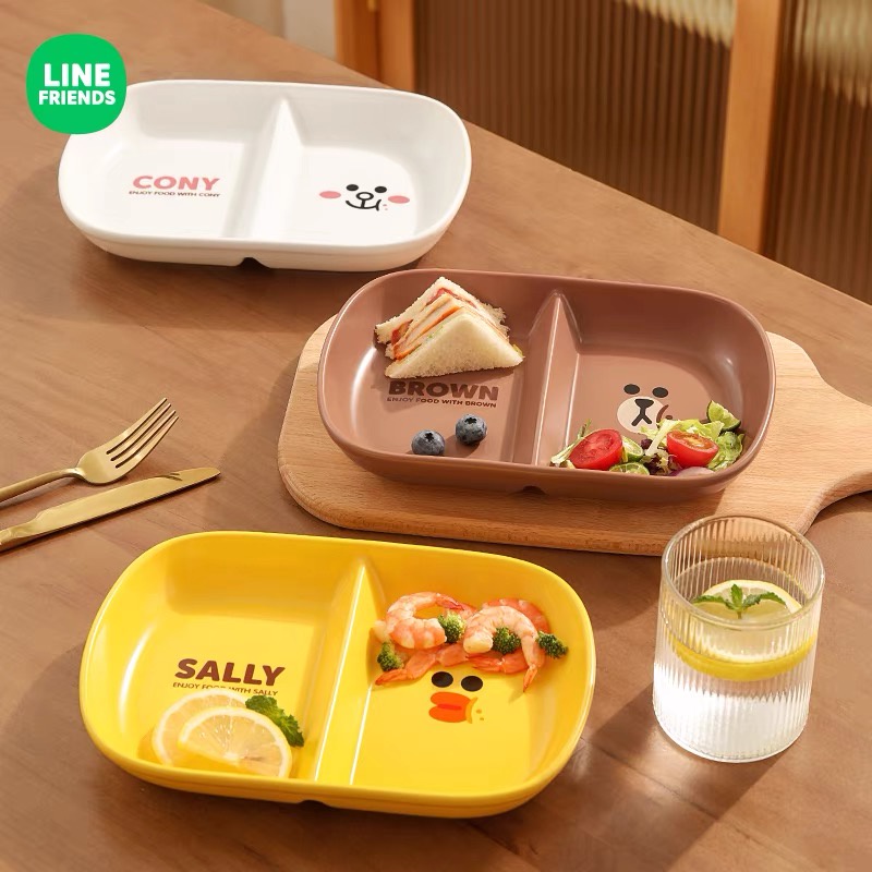 LINE FRIENDS正品！水果分格餐盤陶瓷分割式早餐碗-一人食分餐兒童盤減脂