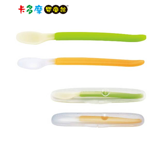 【Combi 康貝】日本 優質軟質餵食匙 橘/綠 寶寶餐具 輔食餐具 適齡5m+ 原廠公司貨｜卡多摩