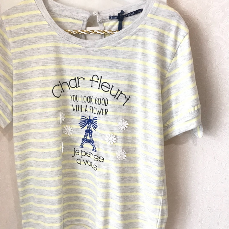 日本帶回童裝160大童袖綁結條紋T恤